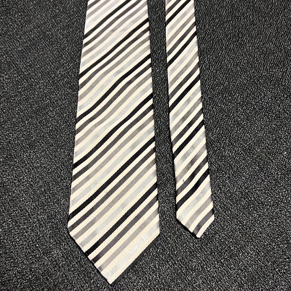 Etro Silk Striped Tie in Grey & Silver